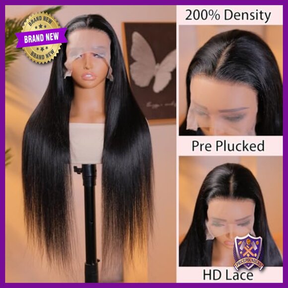 32 Inch Straight Human Hair Wig 200% Density 13x6 Lace Front 
